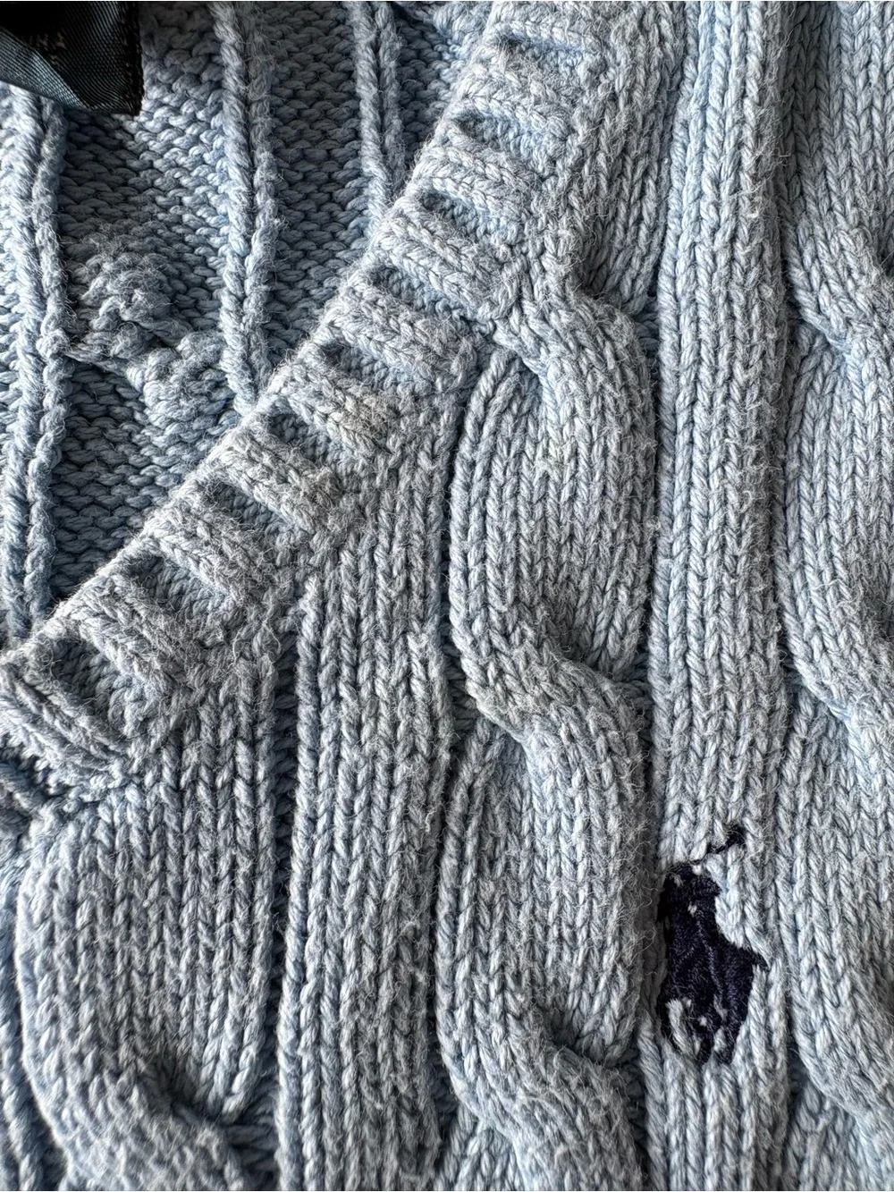 Polo by Ralph Lauren Light Blue Cable Knit V-Neck Sweater Vest
